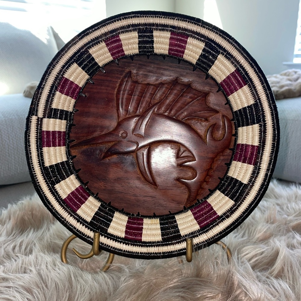 Unique Hand Carved Wooden Plate
